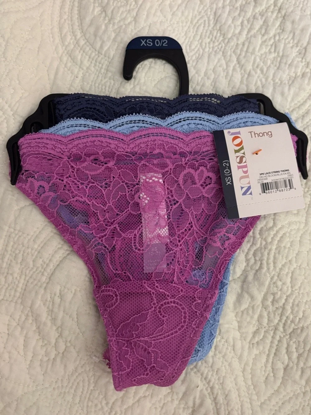 String Thongs with Scalloped Lace, 3-Pack